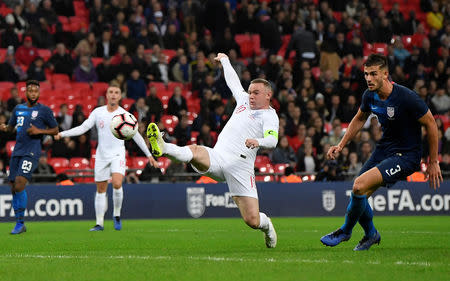 Soccer Football - International Friendly - England v United States - Wembley Stadium, London, Britain - November 15, 2018 England's Wayne Rooney misses a chance to score REUTERS/Toby Melville