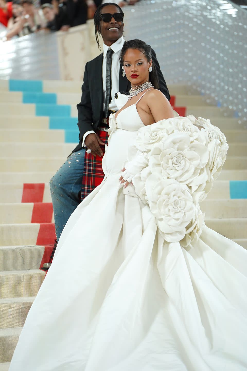 new york, new york may 01 a$ap rocky and rihanna attend the 2023 met gala celebrating karl lagerfeld a line of beauty at the metropolitan museum of art on may 01, 2023 in new york city photo by sean zannipatrick mcmullan via getty images