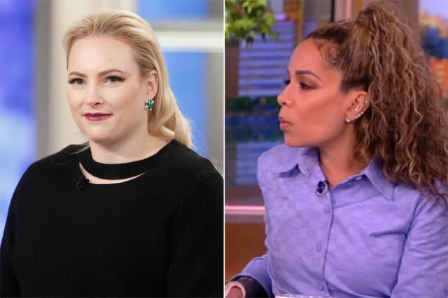 <p>Lou Rocco/Disney General Entertainment Content via Getty; ABC</p> Meghan McCain on 'The View' ; Sunny Hostin