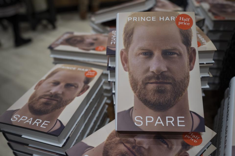 Copies of the new book by Prince Harry called “Spare” are displayed at a book store in London.