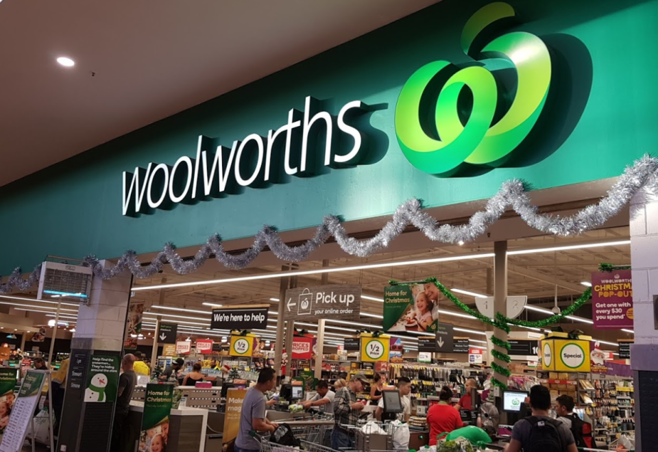 Pictured is a picture of a Woolworths supermarket. 