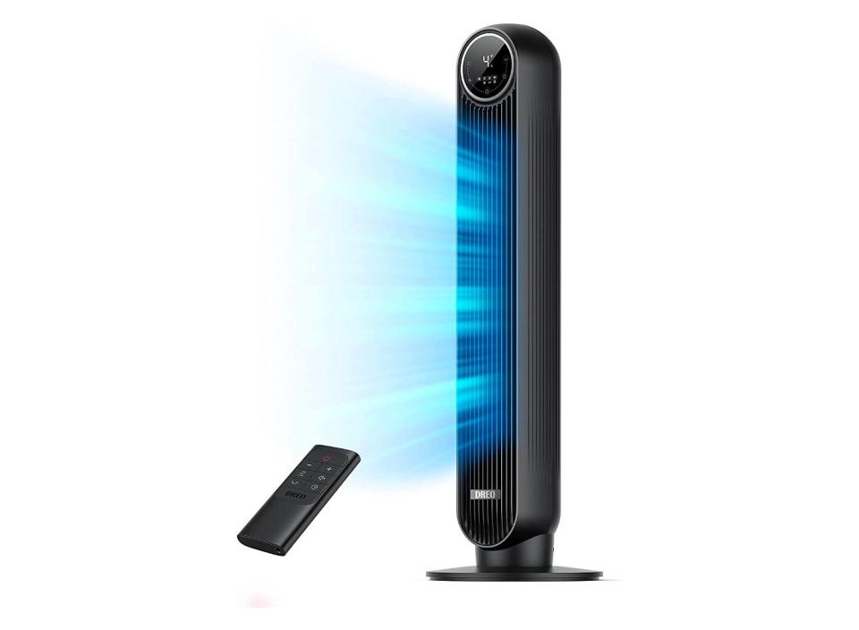 If you dislike traditional fans, this quiet tower one is a great choice (and it has a remote). (Source: Amazon)