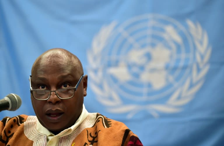 Maina Kiai, United Nations Special Rapporteur on the rights to freedom of peaceful assembly and of association, speaks during a press conference wrapping up his week-long visit to South Korea in Seoul on January 29, 2016