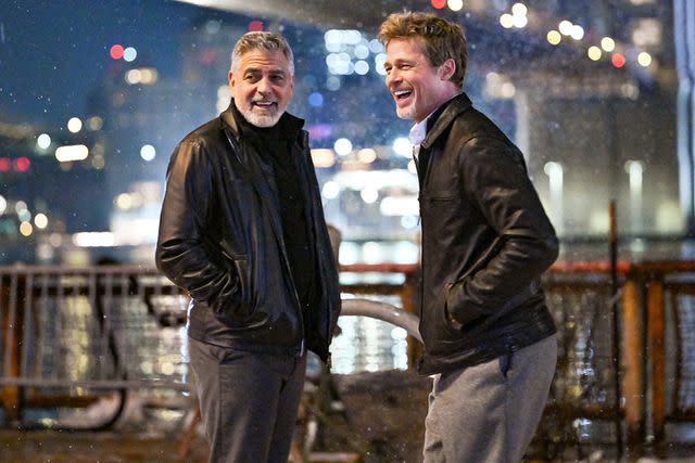 <p>James Devaney/GC</p> George Clooney and Brad Pitt in 2023