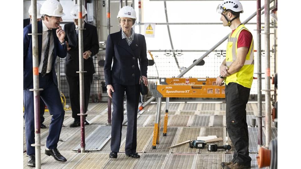 Princess Anne visits the HMS Victory in hard hat