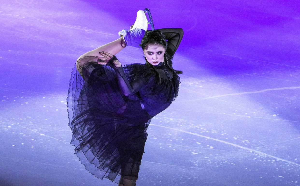 Kamila Valieva competes during the exhibition gala at the Russian Figure Skating Championship in Krasnoyarsk, Russia. (Alexander Vilf / AP)