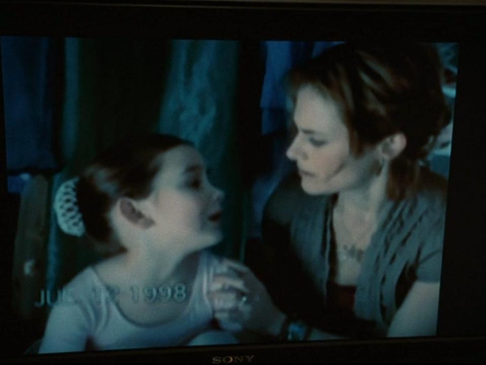 A young bella and her mom talking on a videotape in twilight