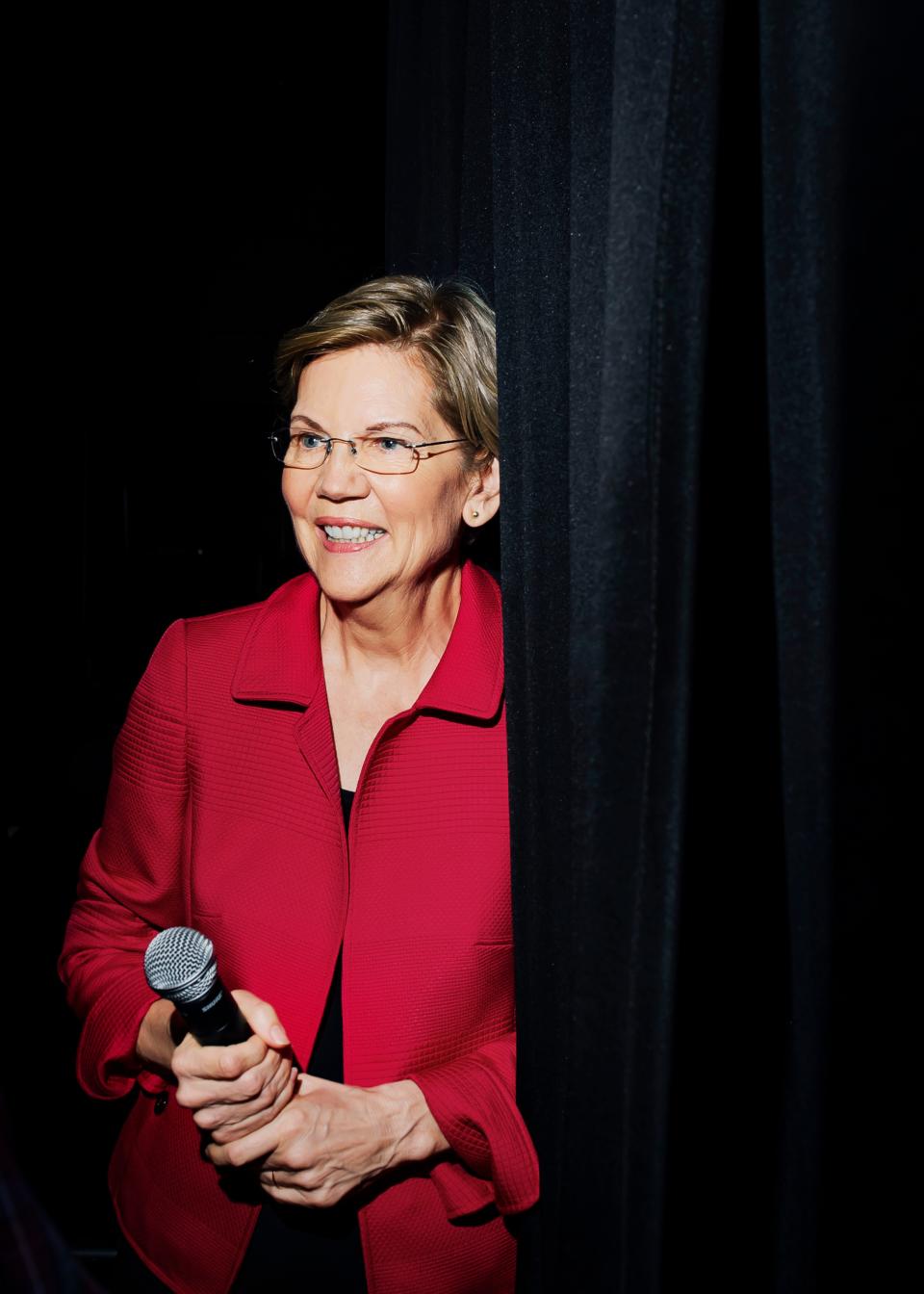 When she speaks on stage, Warren insists that the house lights are turned up to illuminate the audience. "This is not a performance, this is a chance to engage," she says, "and I need to see faces when I’m talking through that.”