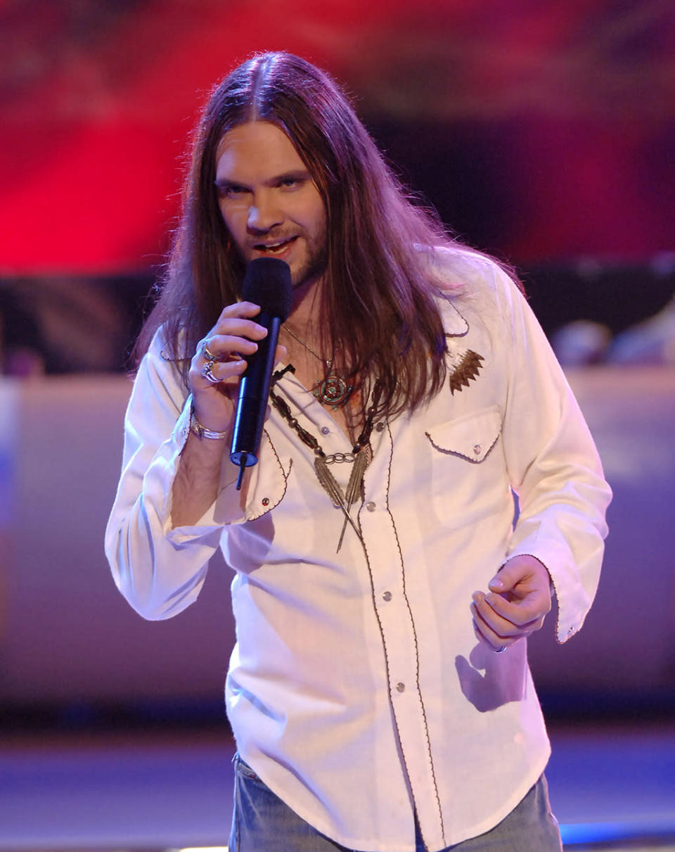 <p><b>Then: </b>The classic-rocker from Alabama certainly looked like a long-lost Allman brother. With his long locks (which we were always <i>dying</i> to deep-condition) and scruffy beard, it was hard to place him as a 2005 reality show contestant.</p><p><i>(Photo: Getty Images)</i><br></p>