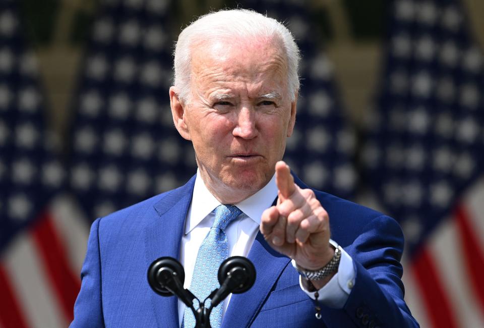 President Joe Biden speaks about gun violence prevention in the Rose Garden of the White House in Washington, D.C., on April 8, 2021.