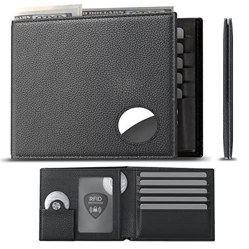 4) Leather Wallet with Stealth Pocket for AirTag