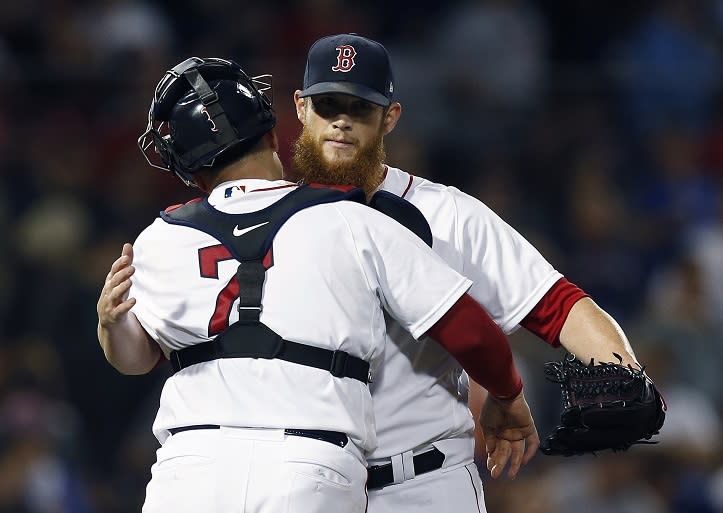 Red Sox closer Craig Kimbrel locked down his 41st save to help his squad the division lead. (AP)