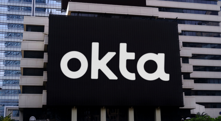 Okta, Inc. Logo seen on billboard. Okta (formerly Saasure Inc.) is an American identity and access management company based in San Francisco