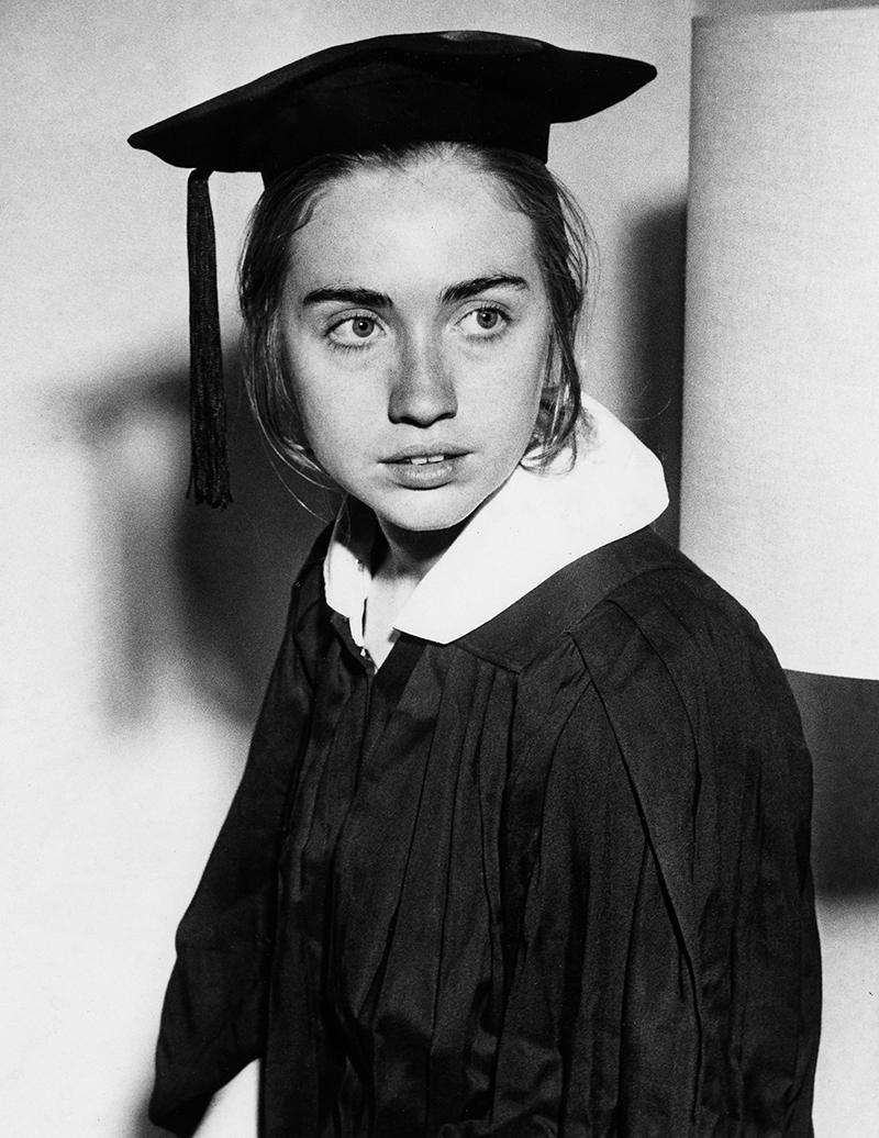 Hillary Clinton in a cap and gown on May 31, 1969