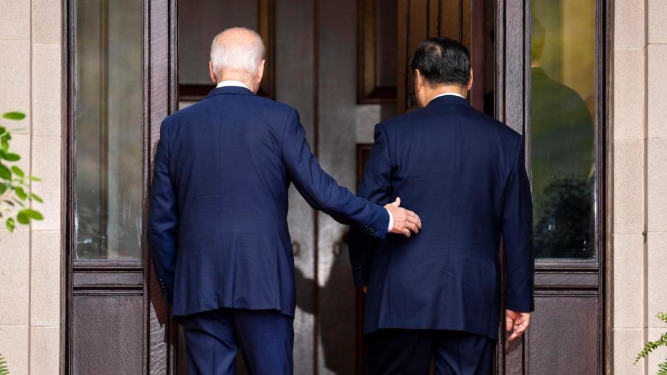 PHOTO: President Joe Biden greets China's President President Xi Jinping at the Filoli Estate in Woodside, Calif., on Nov, 15, 2023, on the sidelines of the Asia-Pacific Economic Cooperative conference. (Doug Mills/The New York Times, Pool via AP)