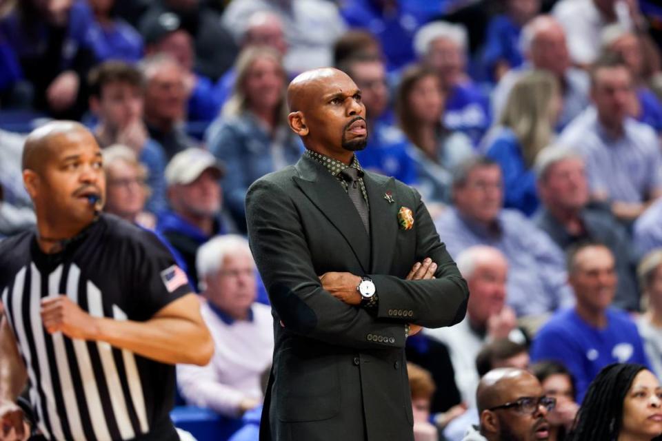 Vanderbilt coach Jerry Stackhouse looks on during Wednesday’s game against Kentucky at Rupp Arena. Silas Walker/swalker@herald-leader.com