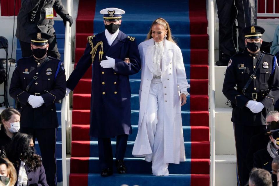 <p>Lopez nailed a winter white look at President Biden's inauguration. </p>