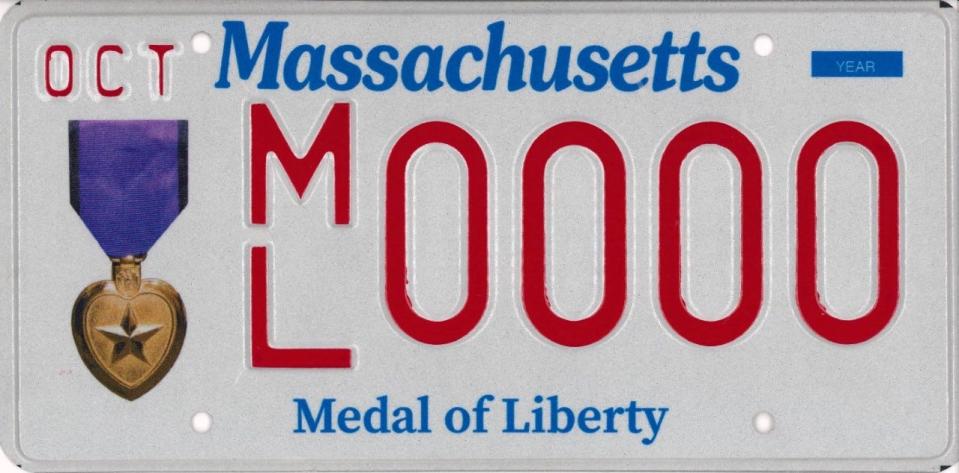 The Registry of Motor Vehicles said it's accepting applications for its new "Medal of Liberty" license plate.