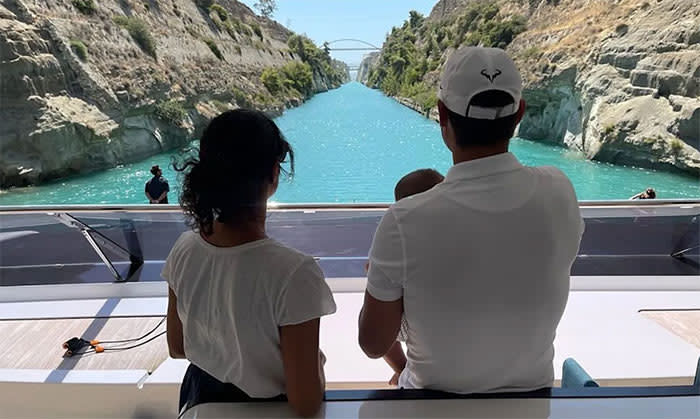 Rafa Nadal con su mujer, Mery Perelló y su hijo, Rafa