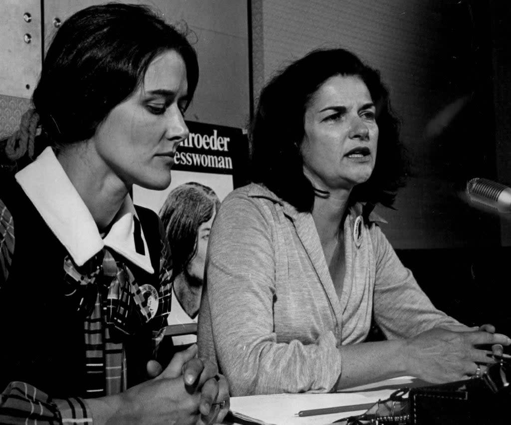 Farenthold (pictured right in 1972, with Colorado congresswoman Pat Schroeder) made two unsuccessful bids for the Democratic nomination for governor of Texas (Denver Post/Getty)