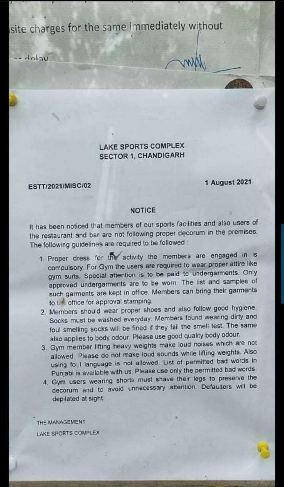 <div class="paragraphs"><p>Chandigarh Lake Club notice.</p></div>