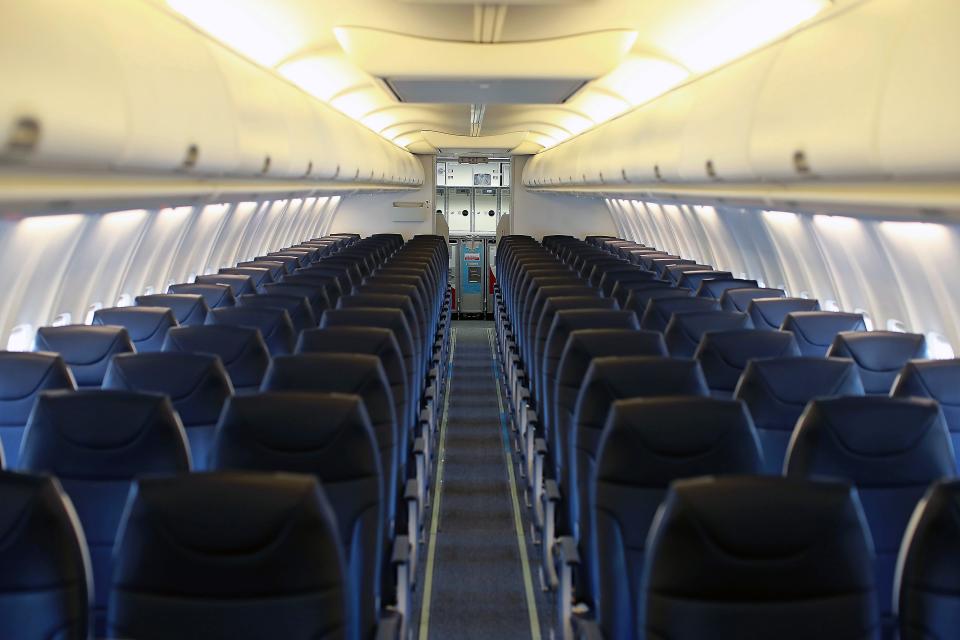 Interior of Avelo Airlines plane.