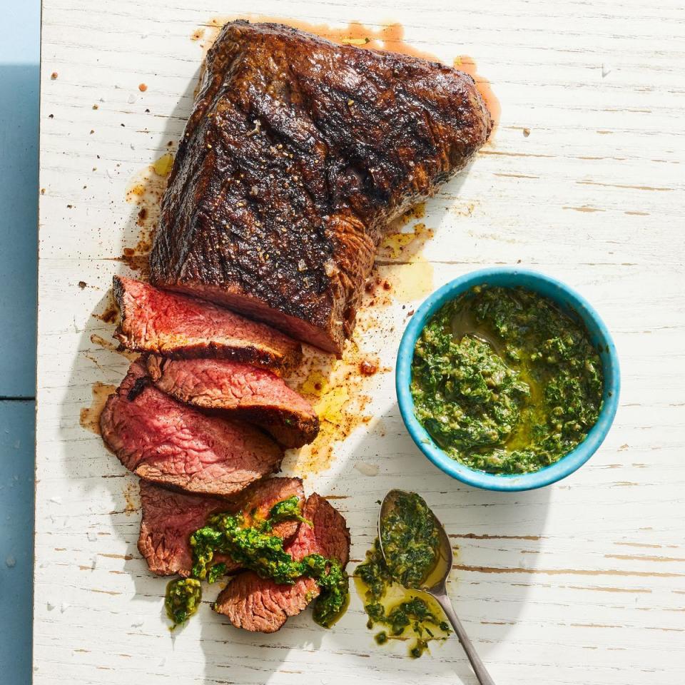 tritip steak with salsa verde