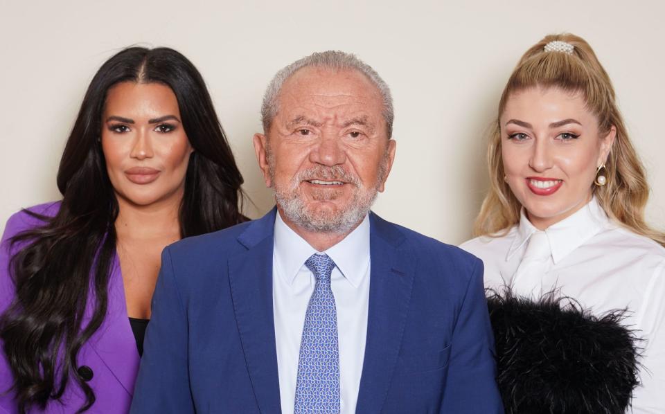 Finalists Rochelle and Marnie with Lord Alan Sugar - Ian West/PA