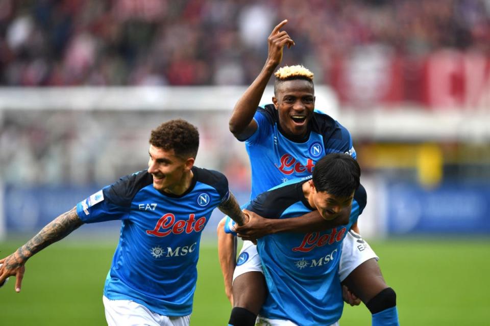Victor Osimhen, top, is Napoli’s marksman in attack (Getty Images)