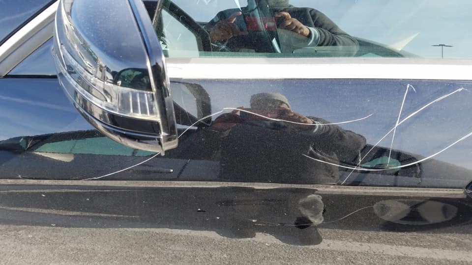 A Market Basket shopper in Brockton, Mass., allegedly keyed Lola Jean-Baptiste’s car during an attack. (Photo: Corie Jean via Facebook)