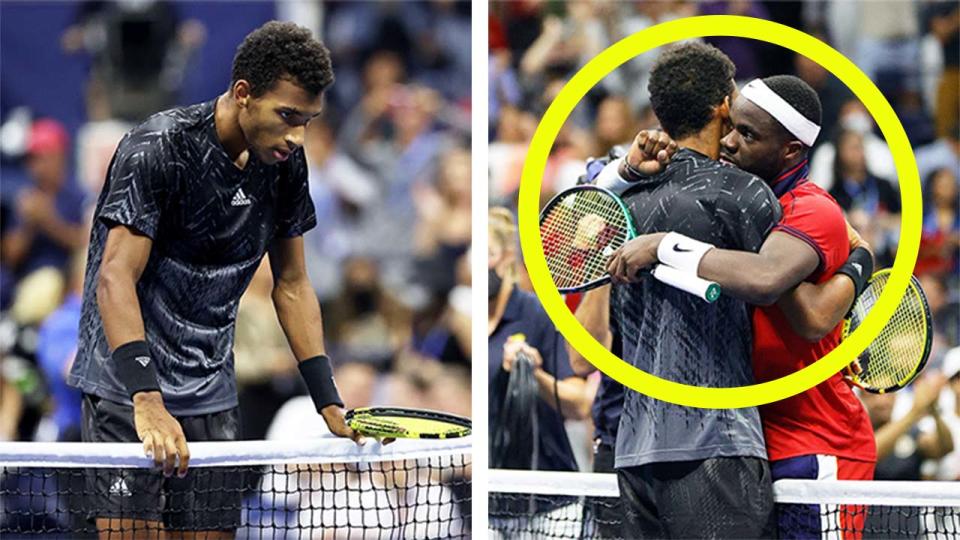 Felix Auger-Aliassime (pictured left) offered some kind words for hiis friend and opponent Frances Tiafoe (pictured right) after defeating him at the US Open. (Getty Images)