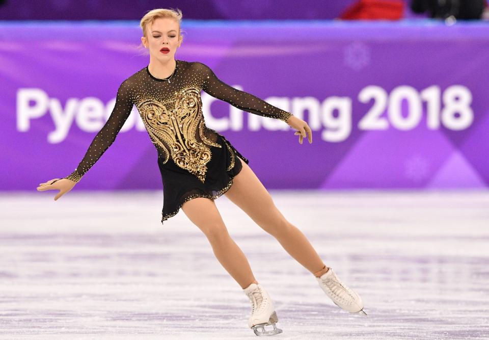 The Finnish athlete pulled out all the stops with this gorgeous, glittering costume, which she wore for her short program during the&nbsp;women's&nbsp;single event.