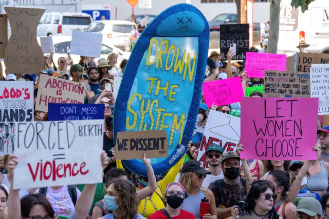 <p>SUZANNE CORDEIRO/AFP via Getty</p> Abortion rights rally in Austin, Texas.