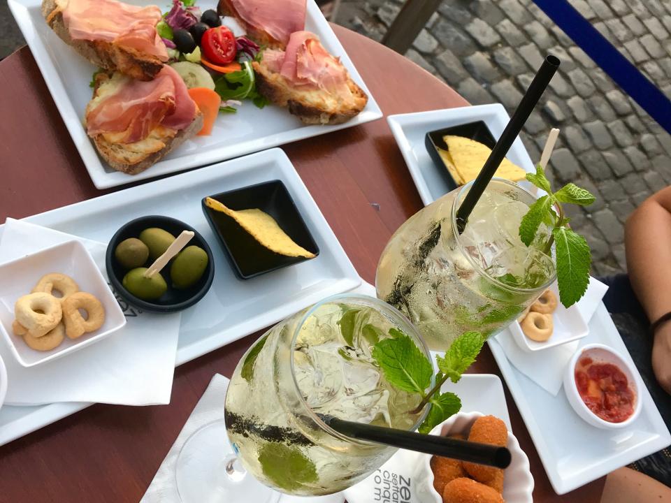 View of aperitivo in Rome, Italy