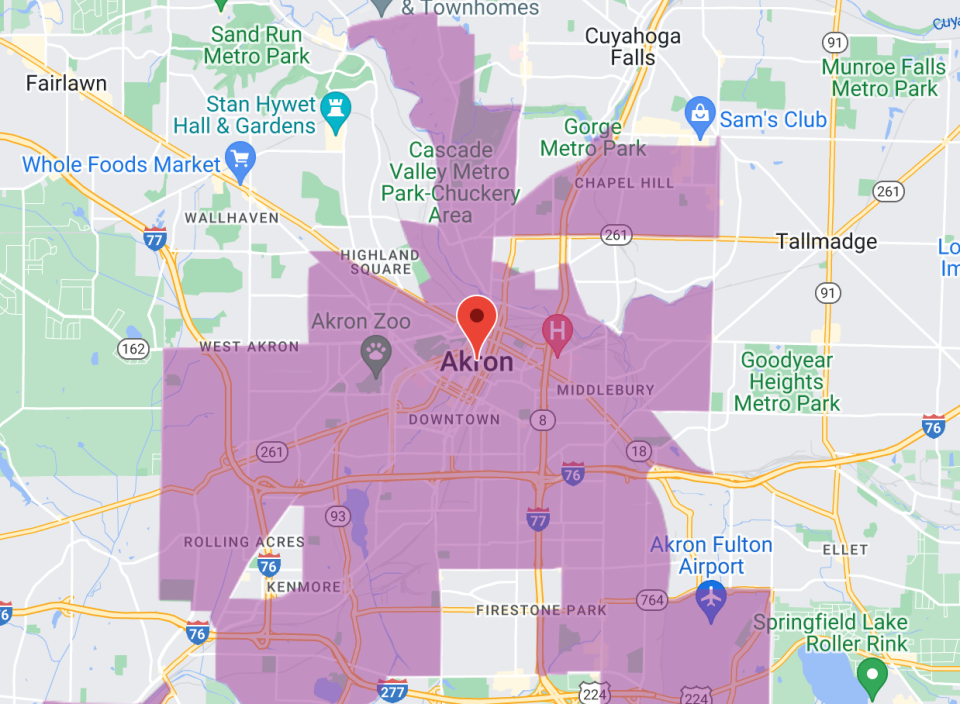 This map shows Akron’s Qualified Census Tracts.