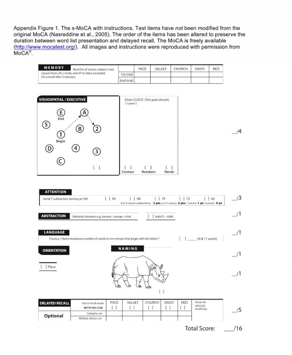 PHOTO: A page from the Montreal Cognitive Assessment. (Alzheimer's Association)