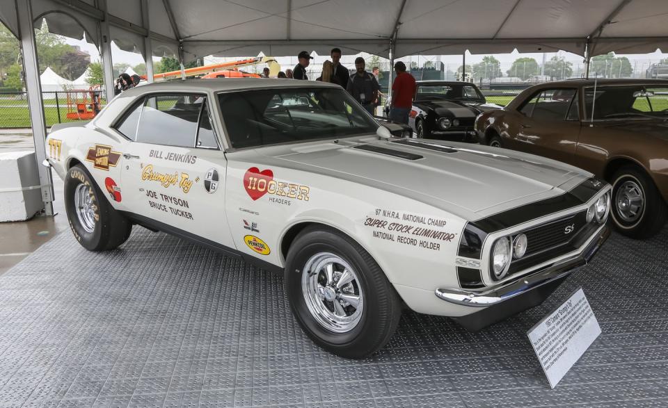 <p>An anonymous owner presented this awesome Bill Jenkins Camaro at the sixth-generation Camaro's reveal event. A 396 V-8–powered SS, this Camaro powered Jenkins to an NHRA Super Stock class win in ’67, launching the driver's career, as well as the Camaro's.</p>