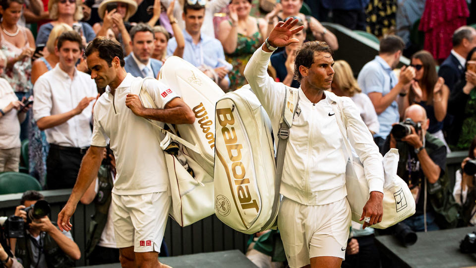 Roger Federer and Rafael Nadal at Wimbledon.