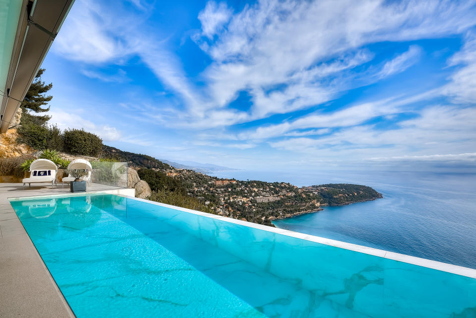 This £12.5m pad has panoramic views over the Mediterranean and along the French Riviera.