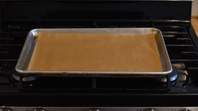 Parchment lined baking sheet