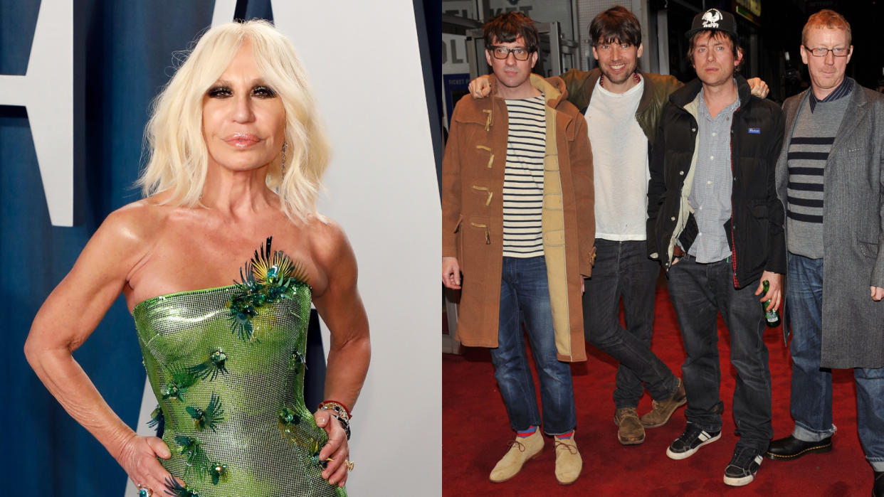 Donatella Versace invited Blur to meet her at Milan Fashion Week, but got Blue instead. (Taylor Hill/FilmMagic/Leon Neal/AFP/Getty)