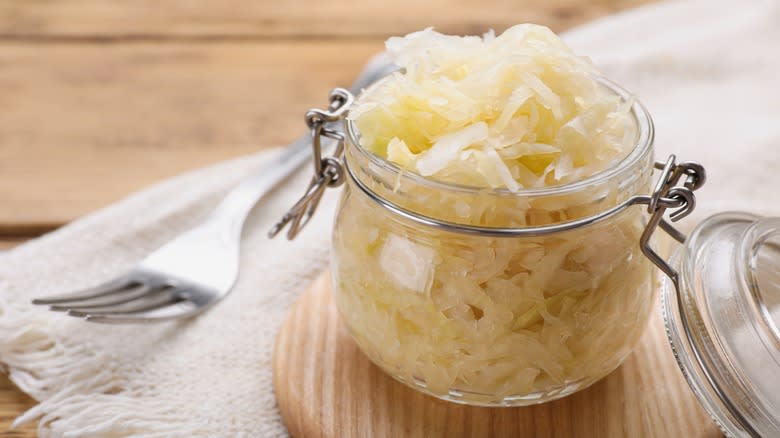 open jar of sauerkraut 