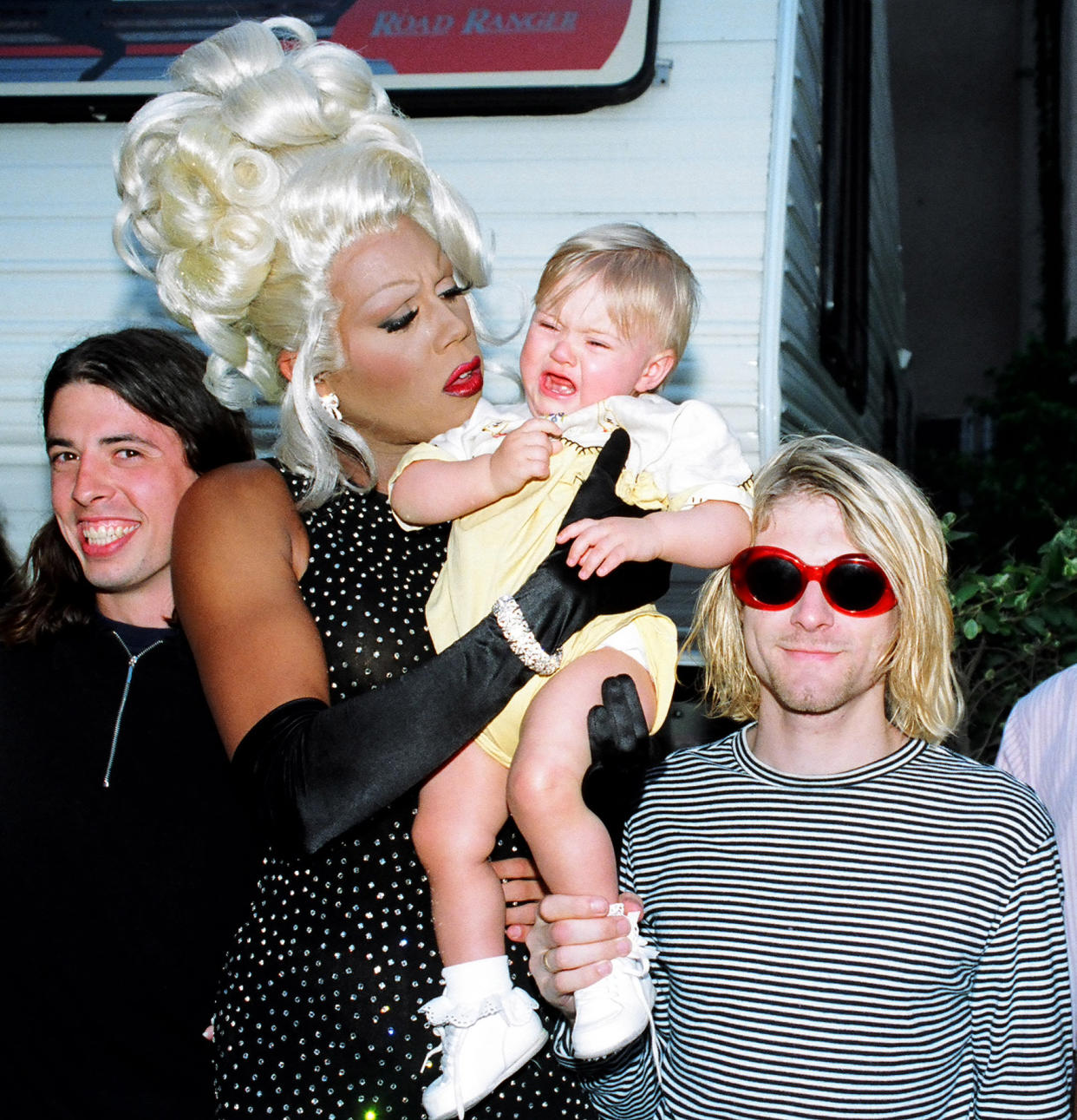 RuPaul with Dave Grohl, Frances Bean Cobain and Kurt Cobain.