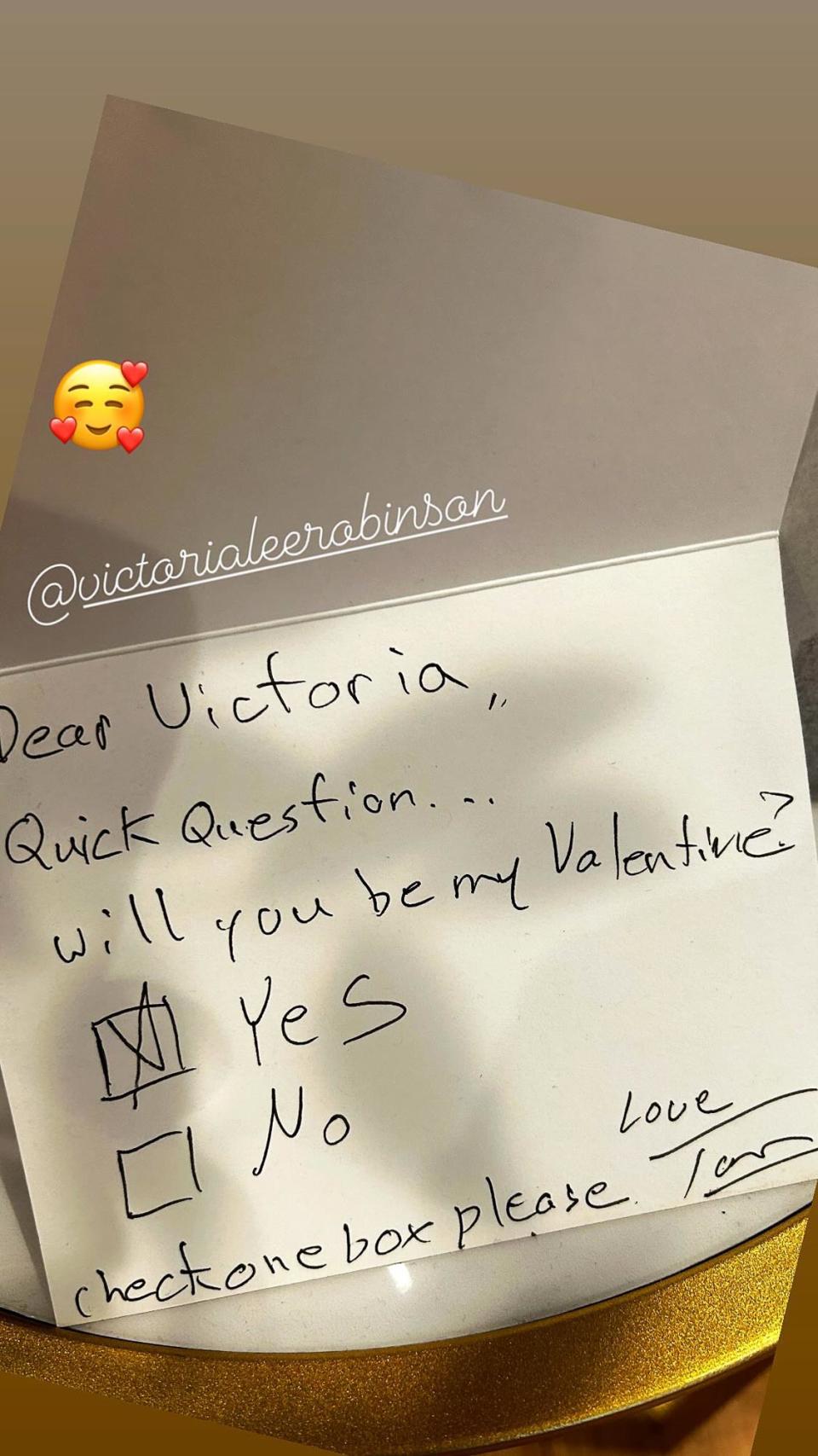 Tom Sandoval Goes Old School Asks Victoria Lee Robinson to Be His Valentine With Handwritten Card 320