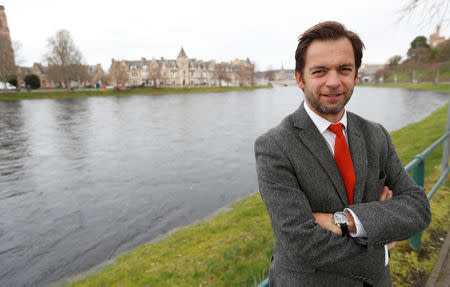 Emmanuel Moine, the manager of Glen Mhor Hotel, poses for a photograph in Inverness, Scotland, Britain March 8, 2019. REUTERS/Russell Cheyne