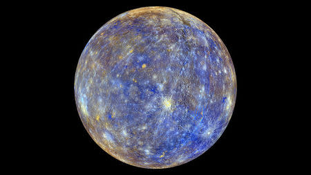 An image of the planet Mercury produced by NASA'S MErcury Surface, Space ENvironment, GEochemistry, and Ranging, or MESSENGER probe is seen in an undated picture released April 16, 2015. REUTERS/NASA/Johns Hopkins University Applied Physics Laboratory/Carnegie Institution of Washington/Handout