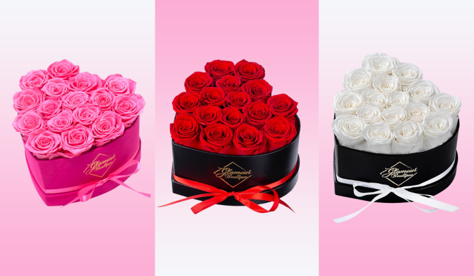 Glamour Boutique's preserved roses come in seven vibrant colors. (Amazon)