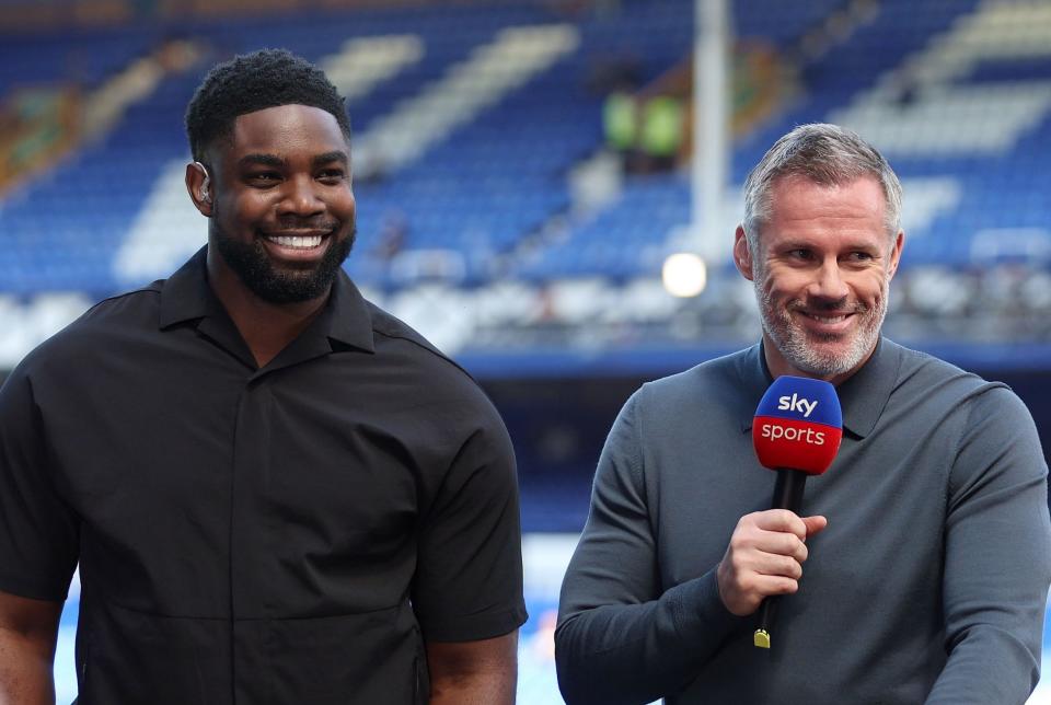 Sky TV pundits Richards and Jamie Carragher in May 2023