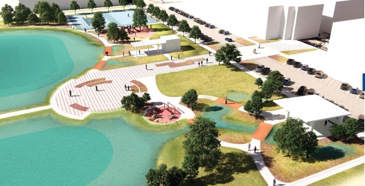 A rendering of the southern portion of the proposed East Village Park.