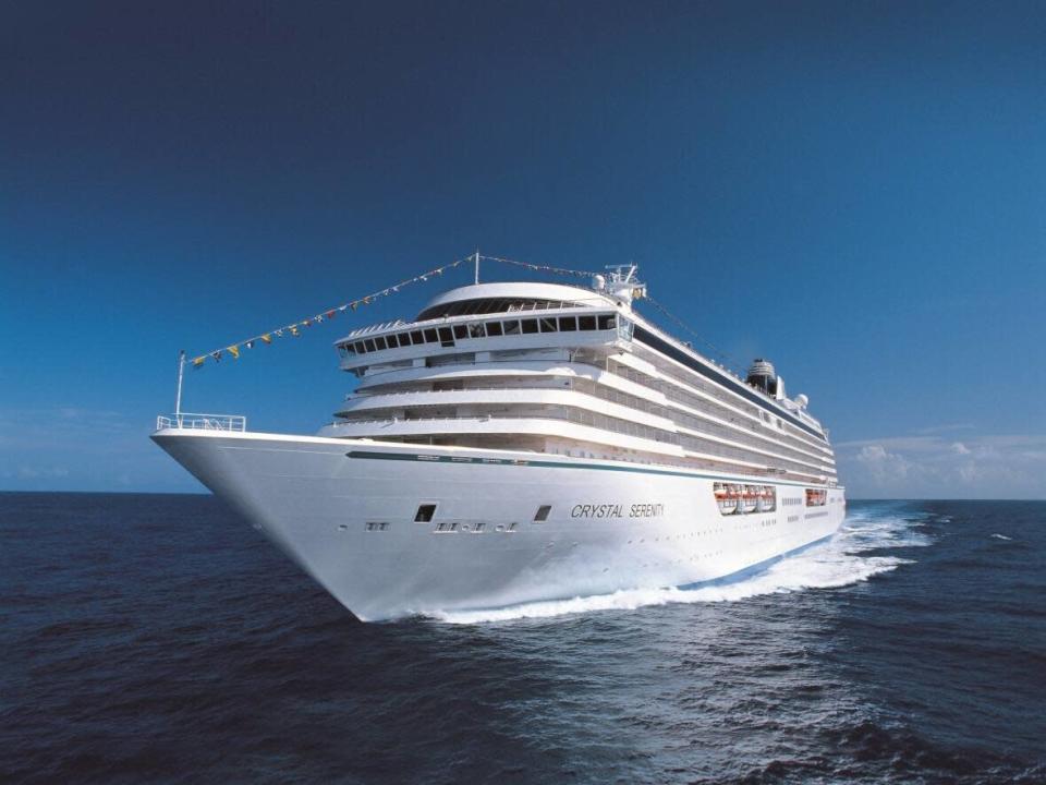 The cruise ship Crystal Serenity is shown in a handout photo. It's visited Pond Inlet in the past, amoung other northern communities. (The Canadian Press - image credit)